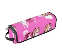 Sac de voyage pour outils de cheveux avec tapis de fer, outils chauffants, sac de voyage organisateur pour fers plats, lisseurs, fers à friser, chiens de berger Shetland amusants, rose vif