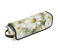 Sac de voyage pour outils de cheveux avec tapis en fer, organiseur de grande capacité pour fer à lisser, fer à friser, sèche-cheveux, fleurs de marguerites blanches, sac de voyage aquarelle pour