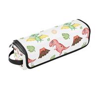 Sac de voyage pour outils de cheveux chauds avec coussinet résistant à la chaleur, étui de voyage imperméable pour fer à friser, fer à friser, dinosaure rouge dessin animé avec volcan sac de voyage