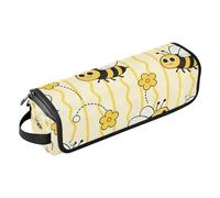 Sac de voyage pour outils de cheveux chauds avec tapis amovible résistant à la chaleur pour accessoires de coiffure amovibles pour fer à lisser, fer à friser, séchoir, dessin animé, abeille, fleurs