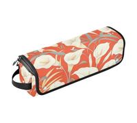 Sac de voyage pour outils de cheveux chauds et tapis résistant à la chaleur avec fermeture éclair pour fer à friser, fer à lisser, sèche-cheveux plat, vintage Calla Lily Coral Orange Chic Voyage