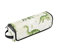 Sac de voyage pour outils de cheveux et tapis résistant à la chaleur amovible pour accessoires de coiffure pour fers plats, lisseurs, fers à friser, motif dinosaure vert dessin animé Diplodocus uni