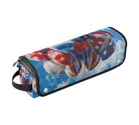 Sac de voyage pour outils de cheveux et tapis résistant à la chaleur avec fermeture éclair imperméable pour fer à friser, fer à lisser, sèche-cheveux plat, ballons patriotiques américains, couleurs