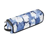 Sac de voyage pour outils de cheveux et tapis résistant à la chaleur avec fermeture éclair - Sac de rangement pour fers plats, lisseurs, fers à friser, chats angora turcs drôles - Bleu marine