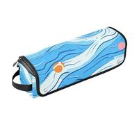 Sac de voyage pour outils de cheveux et tapis résistant à la chaleur, étui de transport double couche pour lisseurs, fer à friser, sèche-cheveux, boules minimalistes Blue Wave essentiels de voyage