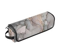 Sac de voyage pour outils de cheveux et tapis résistant à la chaleur, étui de transport double couche pour fers plats, lisseurs, fers à friser, magnifique texture de marbre en couleur gris-or,