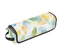Sac de voyage pour outils de cheveux et tapis résistant à la chaleur, imperméable, portable, sac de voyage plat ouvert pour fer à friser, fer à lisser, sèche-cheveux plat, aquarelle, feuilles jaunes