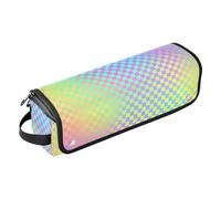 Sac de voyage pour outils de cheveux pour femme avec coussinet résistant à la chaleur, organiseur de grande capacité pour fer à friser, fer à lisser, sèche-cheveux plat, motif laser coloré, rayures