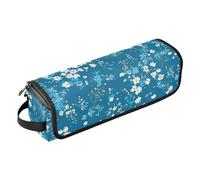 Sac de voyage pour outils de cheveux pour femme et tapis résistant à la chaleur avec fermeture éclair imperméable pour fer plat, fer à lisser, fer à friser, petite fleur bleu lac et blanc, Petite