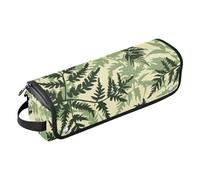 Sac de voyage pour outils de cheveux pour femme et tapis résistant à la chaleur avec fermeture éclair étanche portable pour fers plats, lisseurs, fers à friser, fougère ancienne feuille verte