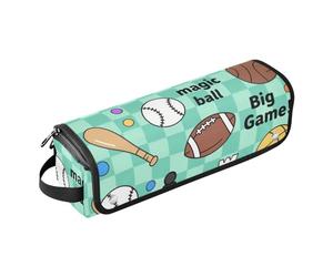 Sac de voyage pour outils de coiffure avec tapis résistant à la chaleur, grand étui de voyage pour fer plat, outils chauds et accessoires de soins capillaires, but de balles vert bleu à carreaux