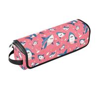 Sac de voyage pour outils de coiffure en forme de visage de requin mignon rose et tapis résistant à la chaleur, organiseur portable pour outils chauds, fer à friser, fers plats, volumateur de cheveux