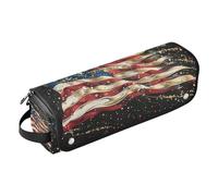 Sac de voyage pour outils de coiffure et tapis résistant à la chaleur avec fermeture éclair - Organiseur portable pour fers plats, lisseurs, fers à friser, drapeau américain - Feux d'artifice pour