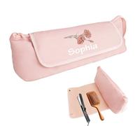 Sac de Voyage pour Outils de Coiffure personnalisé avec nom et Fleur de Naissance Mallette de Voyage pour Outils de Coiffure Portable avec Tapis résistant à la Chaleur Sac de Voyage pour Outils