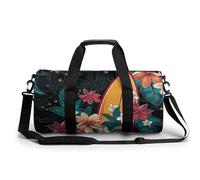 Sac de voyage pour planche de surf et fleurs, sac de week-end pour femme, grande capacité, sac de voyage pliable, sac fourre-tout léger, sac de sport pour voyage/cadeau, blanc, 45 cm/22,9 cm/22,9 cm,