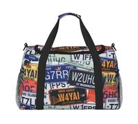 Sac de voyage pour plaque d'immatriculation pour homme et femme, sac fourre-tout en polyester imprimé avec bandoulière, Noir , Taille unique
