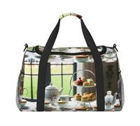 Sac de voyage pour thé de l'après-midi avec fermetures éclair et poignées, grand sac de sport pliable pour vacances en famille, Noir , Taille unique