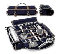 Sac de voyage professionnel pour barman, sac à outils portable en toile, shaker à cocktails, ensemble de vin, sac de rangement sans outils - Sac bleu uniquement