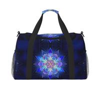 Sac de voyage rectangulaire à motif floral pour homme et femme, sac fourre-tout en polyester imprimé avec bandoulière, Noir , Taille unique