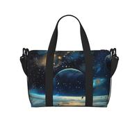 Sac de voyage rectangulaire imprimé mandala artistique, léger, résistant à l'eau, sac de gym et de voyage pour hommes, femmes et adolescents, Lune, étoiles et planètes, Taille unique, Sac de voyage