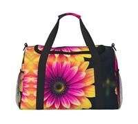 Sac de voyage rétro à motif de fleurs - Grand sac fourre-tout réutilisable, parfait pour les activités de plein air, le sport, le camping et les courses, noir, One Size