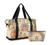 Sac de voyage rétro avec sangle réglable pour montre de poche, couronne de fleurs, grande capacité, Montre de poche rétro couronne fleur, 1 size