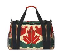Sac de voyage rétro drapeau du Canada avec fermetures éclair et poignées, grand sac de sport pliable pour vacances en famille, Noir , Taille unique
