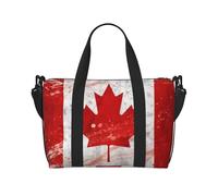 Sac de voyage rétro imprimé drapeau du Canada pour homme et femme, grand sac de sport résistant à l'eau, sac fourre-tout de week-end avec bandoulière, Noir , Taille unique, Sac de voyage