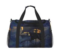 Sac de voyage rétro imprimé tournesol, grande capacité, bagage à main, sac de w nd, sac de w nd pour femme et homme, Voilier pirate pleine lune, One Size, Sac de voyage
