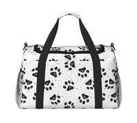 Sac de voyage réutilisable à motif pattes de chien - Grand sac fourre-tout réutilisable, parfait pour les activités de plein air, le sport, le camping et les courses, noir, One Size