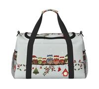 Sac de voyage réutilisable avec motif chouettes de Noël sur une branche - Idéal pour les activités de plein air, le sport, le camping et les courses, noir, One Size