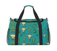 Sac de voyage réutilisable en forme de cactus et crâne de taureau - Idéal pour les activités de plein air, le sport, le camping et les courses, noir, One Size