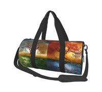Sac de voyage rond à motif coloré - Sac de transport durable de grande capacité pour les vacances, la gym, les courts voyages, Four Season Tree of Life2, Taille unique