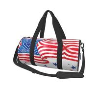 Sac de voyage rond avec drapeau américain et étoiles pour homme et femme, sac fourre-tout en polyester imprimé avec bandoulière, Noir , Taille unique