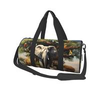 Sac de voyage rond avec drapeau du Canada - Sac de transport durable de grande capacité pour les vacances, la salle de sport, les courts voyages, Animaux africains., Taille unique