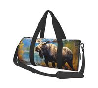 Sac de voyage rond avec drapeau du Canada - Sac de transport durable de grande capacité pour les vacances, la salle de sport, les courts voyages, Cerf du Nord, Taille unique