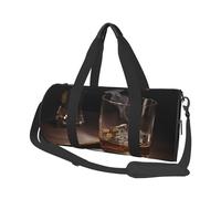 Sac de voyage rond avec image de whisky et de cigarettes - Sac de voyage durable de grande capacité pour les vacances, la gym, les voyages courts, Image Whisky et Cigarette, Taille unique