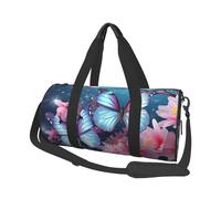 Sac de voyage rond avec image de whisky et de cigarettes - Sac de voyage durable de grande capacité pour les vacances, la gym, les voyages courts, Fleurs de papillon., Taille unique