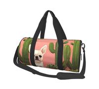 Sac de voyage rond avec image de whisky et de cigarettes - Sac de voyage durable de grande capacité pour les vacances, la gym, les voyages courts, Cactus et chien, Taille unique