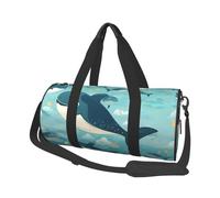 Sac de voyage rond avec image de whisky et de cigarettes - Sac de voyage durable de grande capacité pour les vacances, la gym, les voyages courts, Fond de baleines de dessin animé, Taille unique