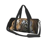 Sac de voyage rond avec image de whisky et de cigarettes - Sac de voyage durable de grande capacité pour les vacances, la gym, les voyages courts, Tigre couché, Taille unique