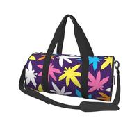 Sac de voyage rond avec imprimé de mauvaises herbes colorées et vives, sac fourre-tout en toile, imperméable et résistant aux déchirures. Sac de voyage pliable pour le week-end