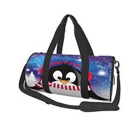 Sac de Voyage Rond Bleu Animal Noël avec Pingouin Sac de Voyage Sac à Main léger pour Le Sport