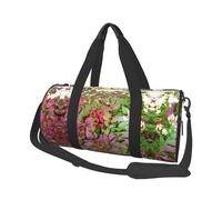 Sac de voyage rond Burning Bush avec imprimé baies rouges, sac fourre-tout de voyage en toile, imperméable et résistant aux déchirures. Sac de voyage pliable pour le week-end