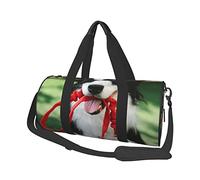 Sac de Voyage Rond Chien drôle Assis sur l'herbe avec Laisse dans la Bouche Sac de Sport pour Hommes Femmes Sac polochon Sac de Sport