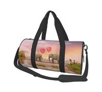 Sac de voyage rond de grande capacité, motif éléphant sur un pont, sac de sport, sac fourre-tout de vacances, sac de sport pour l'école, Noir , Taille unique, Organiseur de sac