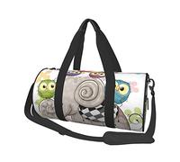 Sac de Voyage Rond Dessin animé éléphant et hiboux Sac de Sport Fleuri pour Hommes Femmes Sac polochon Sac de Sport