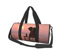 Sac de Voyage Rond éléphant et Chien Assis au Milieu de la mer Sac de Sport pour Hommes Femmes Sac de Sport Sac de Sport