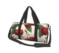Sac de voyage rond en forme de cœur rouge pailleté - Grande capacité durable pour les vacances, la gym, les voyages courts, Motif cerise rouge, Taille unique