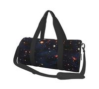 Sac de voyage rond en polyester imprimé constellation amas d'étoiles galaxies pour homme et femme, sac fourre-tout rond avec bandoulière, Noir , Taille unique
